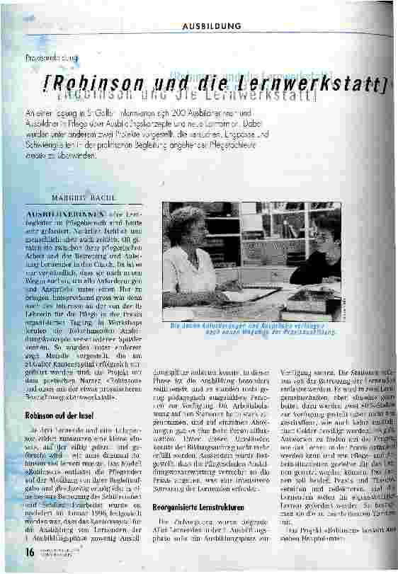 Vorschauseite 1: Robinson und die Lernwerkstatt Praxisausbildung