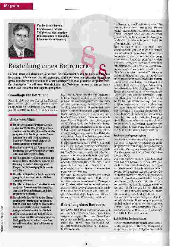 Vorschauseite 1: Steffen,U. Bestellung eines Betreuers
