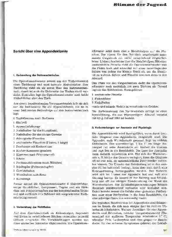 Vorschauseite 1: Bericht über eine Appendektomie