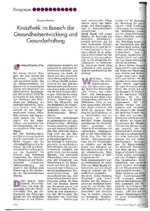 Vorschauseite 1: Kinästhetik im Bereich der Gesundheitsentwicklung und Gesunderhaltung