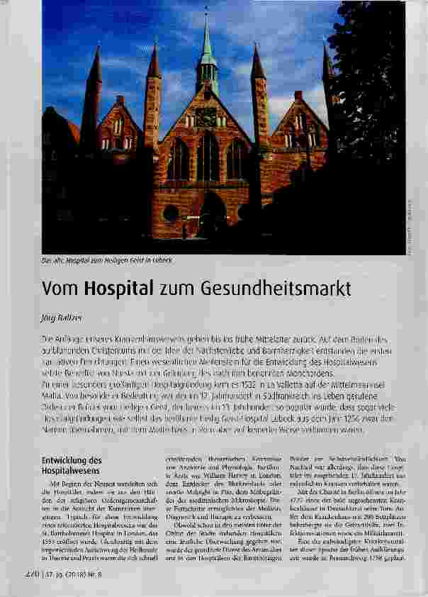Vorschauseite 1: Vom Hospital zum Gesundheitsmarkt