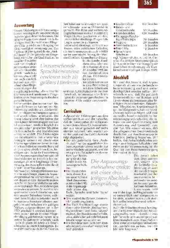 Vorschauseite 4: Kurs füe AussiedlerInnen zur Anerkennung als Krankenschwester/-pfleger: Dem Arbeitsmarkt soll gleichwertiges Pflegepersonal zur Verfügung stehen