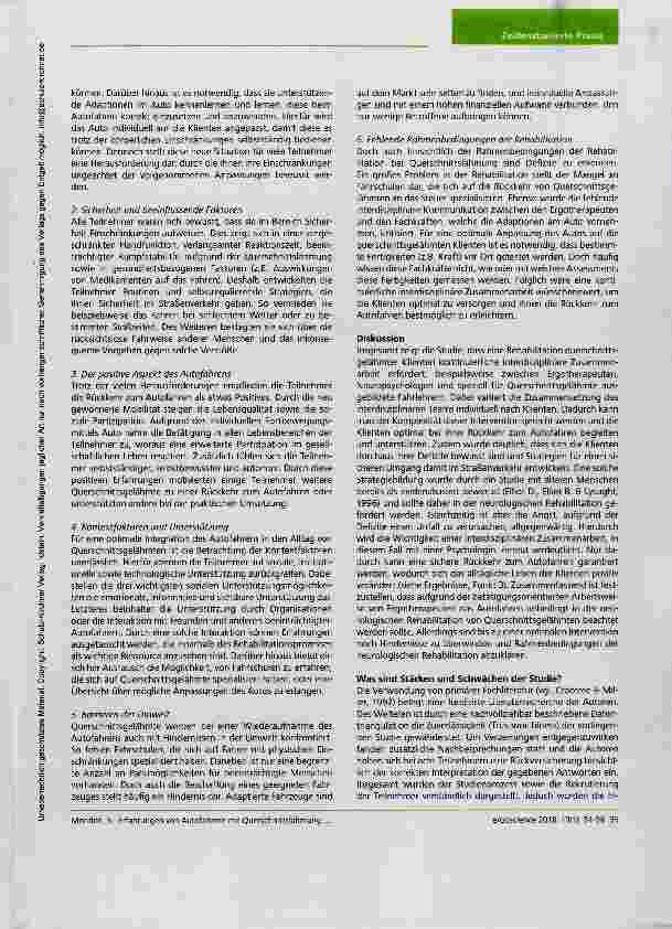 Vorschauseite 2: Die erlebten Erfahrungen von Autofahrern mit einer Querschnittslähmung: Eine qualitative Untersuchung