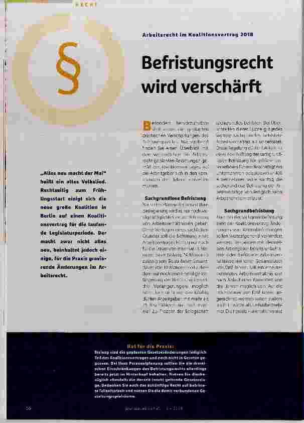 Vorschauseite 1: Befristungsrecht wird verschärft