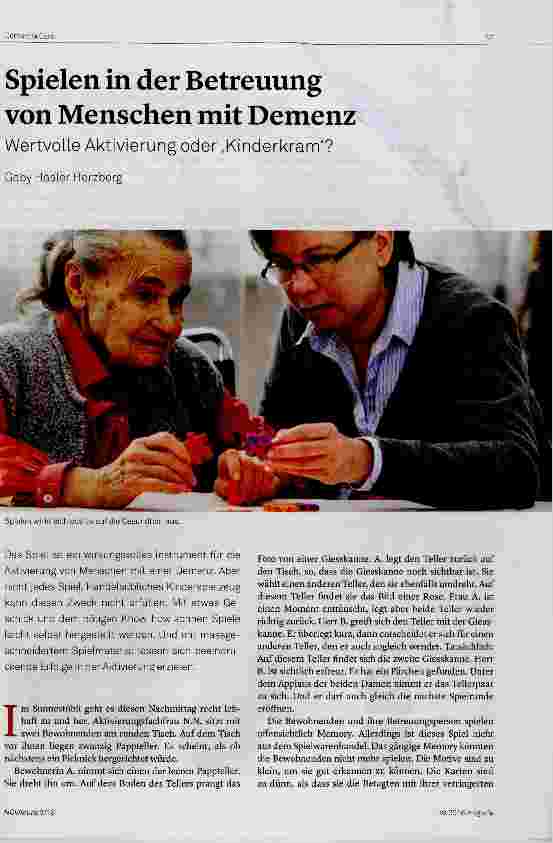 Vorschauseite 1: Spielen in der Betreuung von Menschen mit Demenz