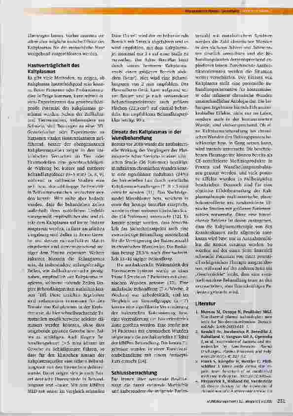 Vorschauseite 5: Physikalisches Plasma: Science Fiction oder eine neue Option in der Wundbehandlung?