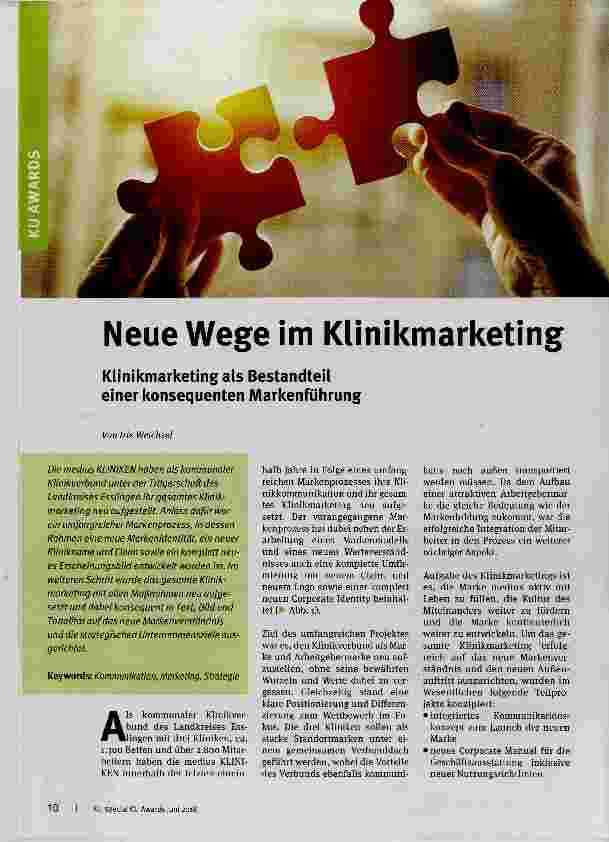 Vorschauseite 1: Neue Wege im Klinikmarketing
