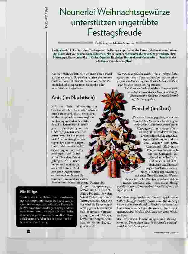 Vorschauseite 1: Neunerlei Weihnachtsgewürze unterstützen ungetrübte Festtagsfreude