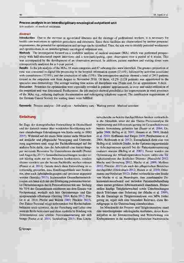 Vorschauseite 2: Prozessanalyse einer interdisziplinären onkologischen Ambulanz eines Klinikums der Maximalversorgung