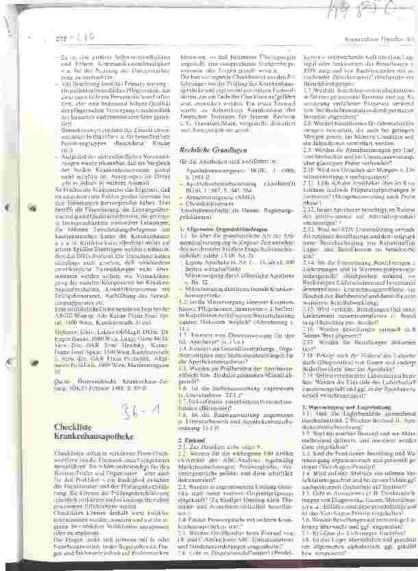 Vorschauseite 1: Checkliste Krankenhausapotheke