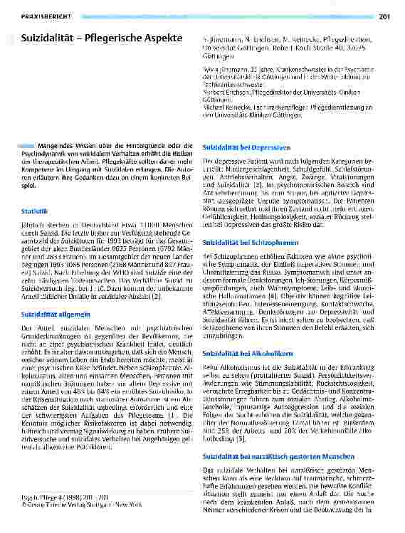 Vorschauseite 1: Suizidalität - Pflegerische Aspekte