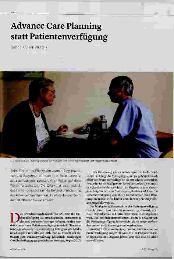 Vorschauseite 1: Advance Care Planning statt Patientenverfügung