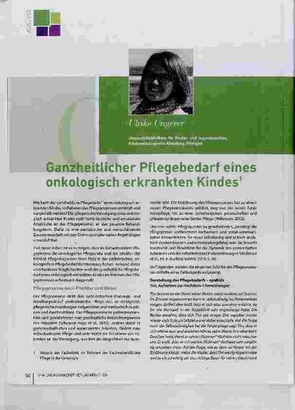 Vorschauseite 1: Ganzheitlicher Pflegebedarf eines onkologisch erkrankten Kindes