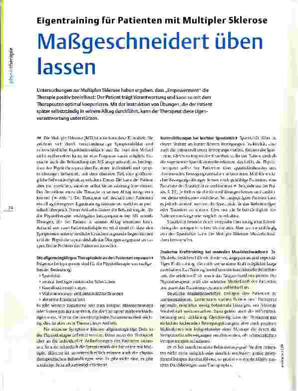 Vorschauseite 1: Eigentraining für Patienten mit Multipler Sklerose Maßgeschneidert üben lassen