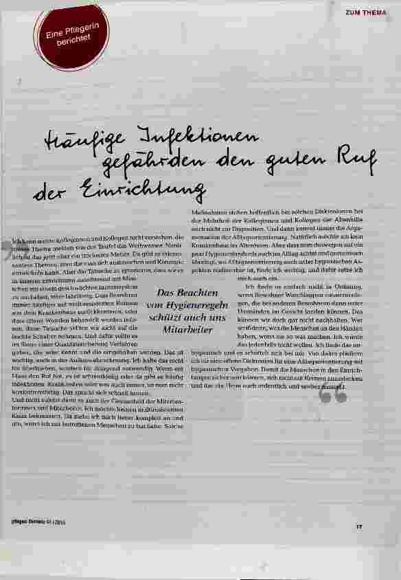 Vorschauseite 1: Häufige Infektionen gefährden den guten Ruf der Einrichtung