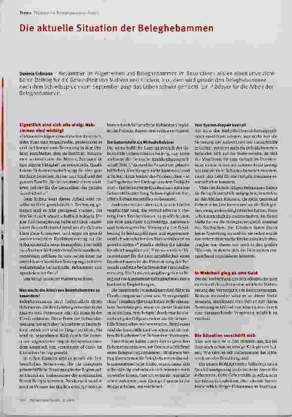 Vorschauseite 1: Die aktuelle Situation der Beleghebammen