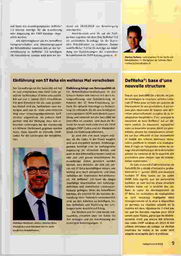 Vorschauseite 2: DefReha® 2.0: Basis für Stationäre Rehabilitation und neue Tarifstruktur