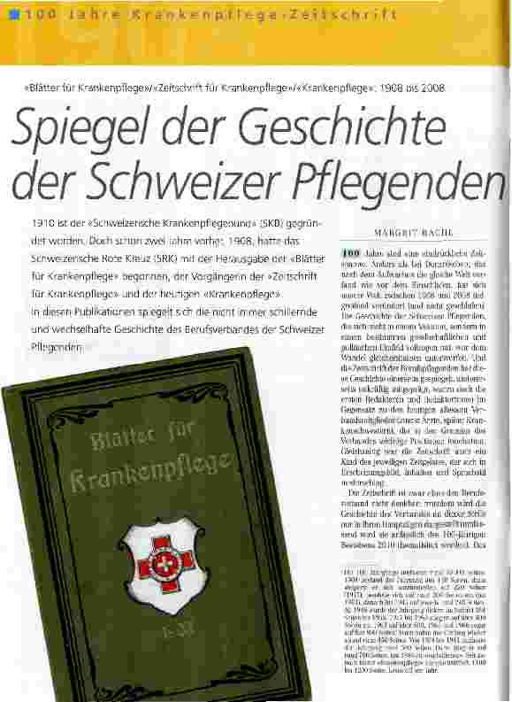 Vorschauseite 1: Spiegel der Geschichte der Schweizer Pflegenden