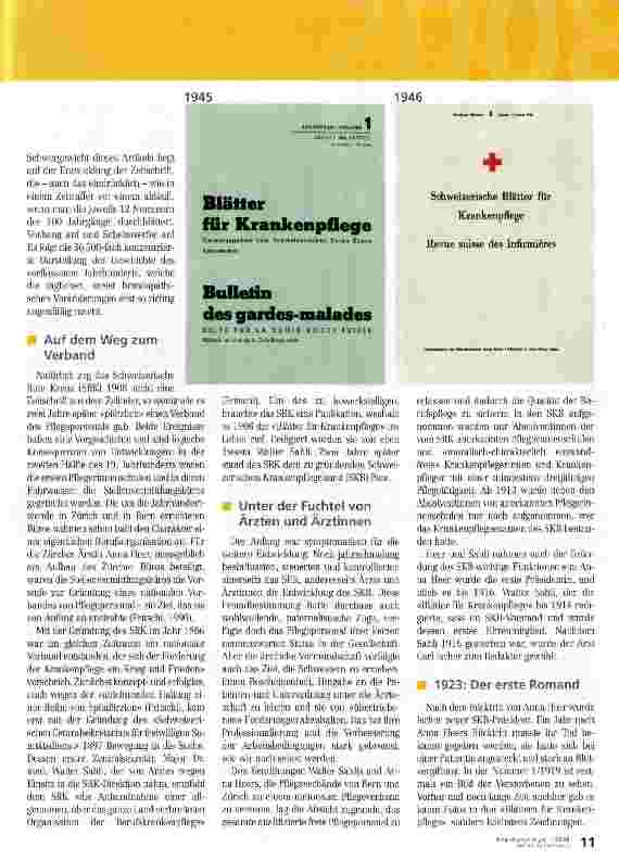 Vorschauseite 2: Spiegel der Geschichte der Schweizer Pflegenden