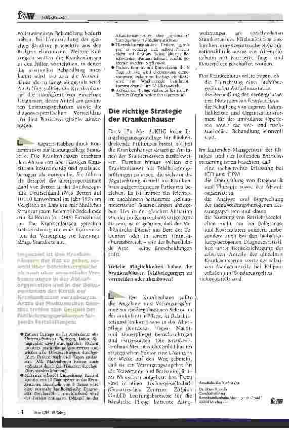 Vorschauseite 3: Fehlbelegungen: Was wollen die Krankenkassen und ihr Medizinischer Dienst? Und wie sollen die Krankenhäuser reagieren?