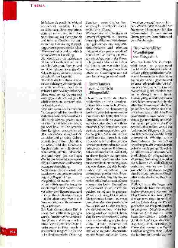 Vorschauseite 3: Ethik in der Krankenpflegeausbildung Blitzlichter aus Pflegetheorie und -praxis