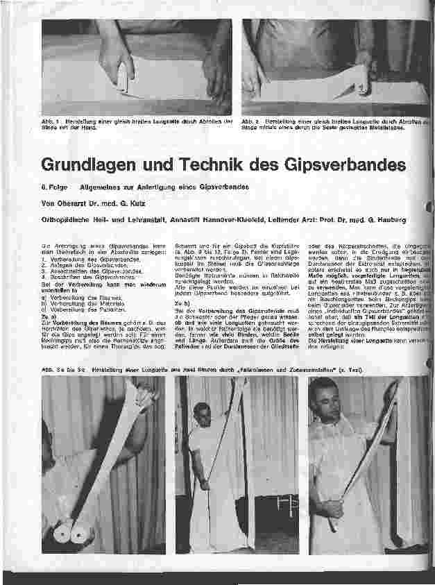 Vorschauseite 1: Grundlagen und Technik des Gipsverbandes 6. Folge: Allgemeines zur Anfertigung eines Gipsverbandes