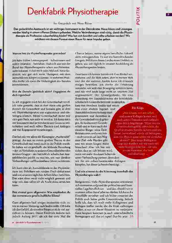 Vorschauseite 2: Denkfabrik Physiotherapie