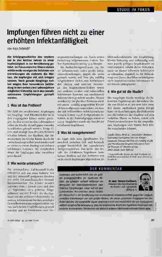 Vorschauseite 1: Impfungen führen nicht zu einer erhöhten Infektanfälligkeit