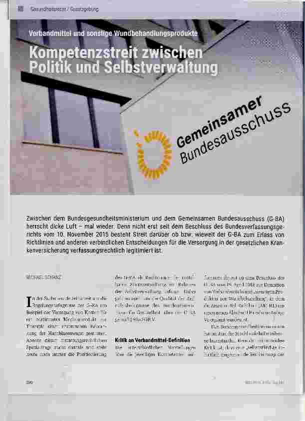 Vorschauseite 1: Kompetenzstreit zwischen Politik und Selbstverwaltung