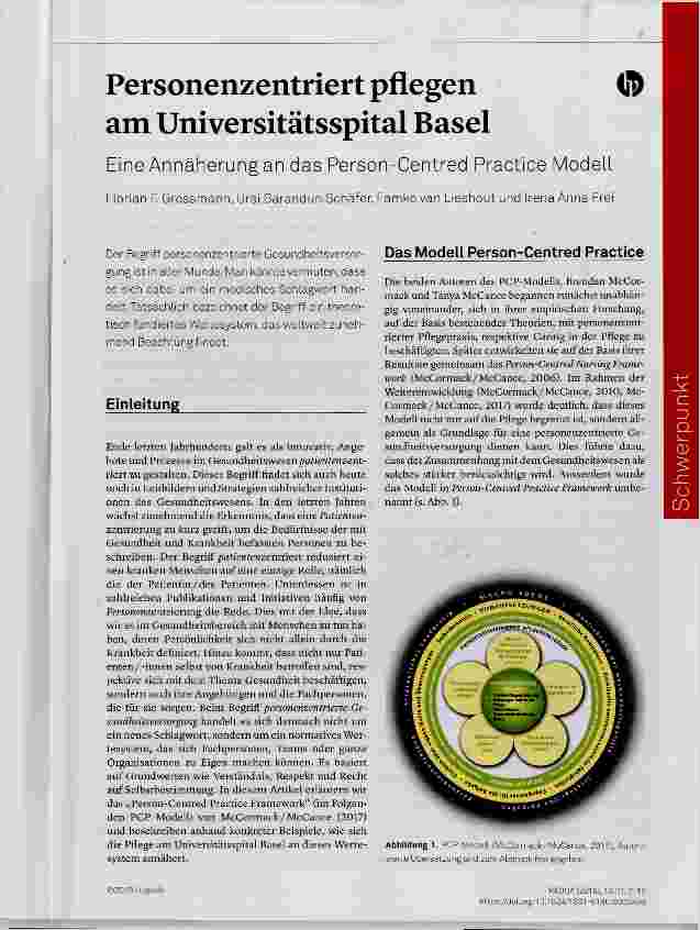 Vorschauseite 1: Personenzentriert pflegen am Universitätsspital Basel