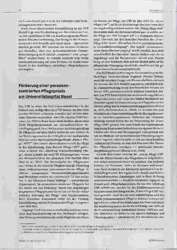 Vorschauseite 4: Personenzentriert pflegen am Universitätsspital Basel