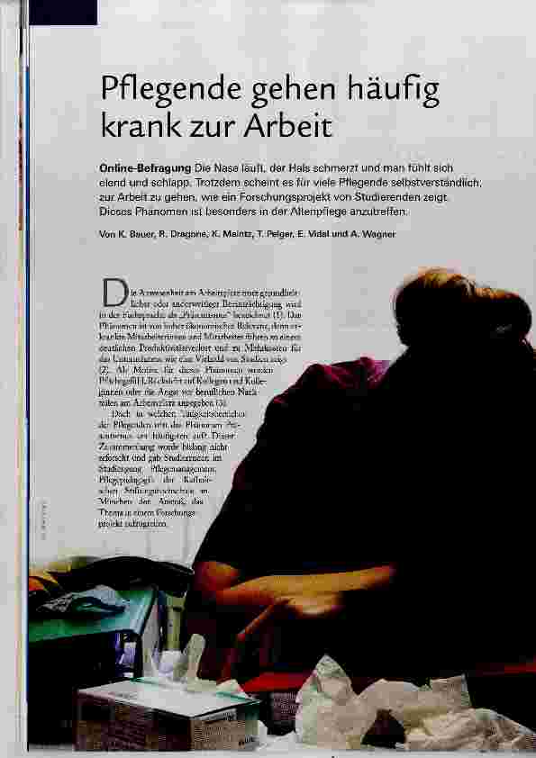 Vorschauseite 1: Pflegende gehen häufig krank zur Arbeit
