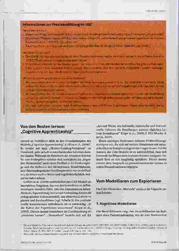 Vorschauseite 2: Ein zentrales pädagogisches Modell für die Praxisausbildung: „Cognitive Apprenticeship“