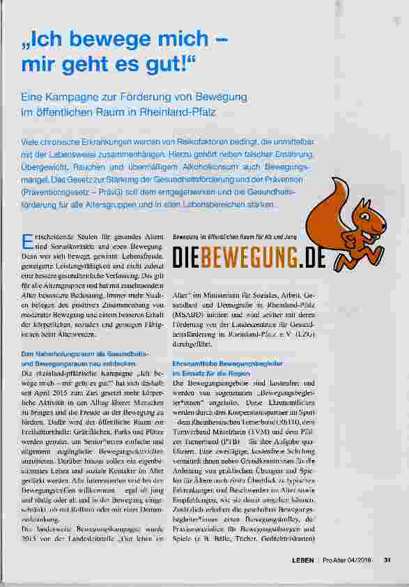 Vorschauseite 1: „Ich bewege mich mir geht es gut!“