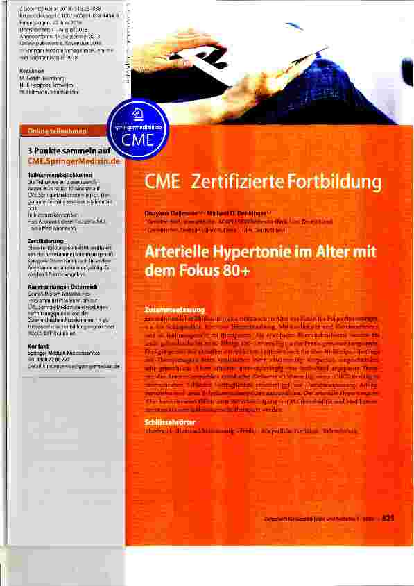 Vorschauseite 1: Arterielle Hypertonie im Alter mit dem Fokus 80+