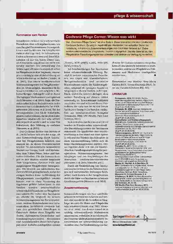 Vorschauseite 2: Cochrane Pflege Forum Saccharose zur Schmerzfreiheit bei Neugeborenen während schmerzhafter Eingriffe