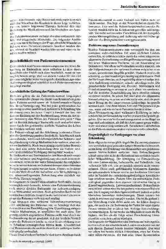 Vorschauseite 2: Verbindlichkeit von Patiententestamenten