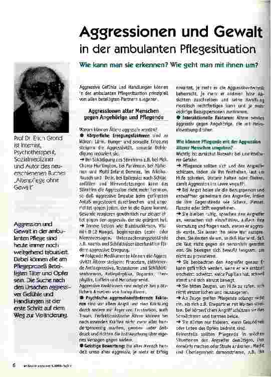 Vorschauseite 1: Aggressionen und Gewalt in der ambulanten Pflegesituation Wie kann man sie erkennen? Wie geht man mit ihnen um?