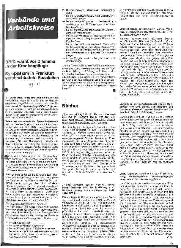 Vorschauseite 1: DBfK warnt vor Dilemma in der Krankenpflege Symposium in Frankfurt verabschiedete Resolution
