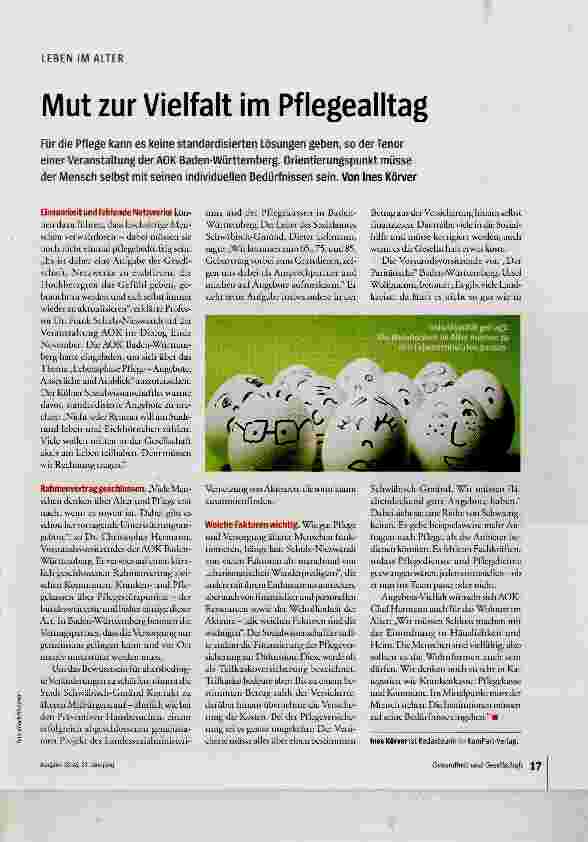 Vorschauseite 1: Mut zur Vielfalt im Pflegealltag