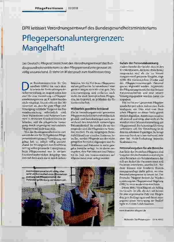 Vorschauseite 1: Pflegepersonaluntergrenzen: Mangelhaft!