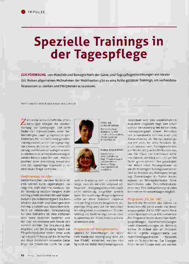 Vorschauseite 1: Spezielle Trainings in der Tagespflege