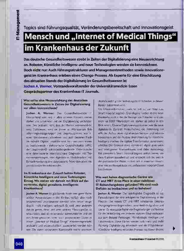 Vorschauseite 1: Mensch und „Internet of Medical Things** im Krankenhaus der Zukunft