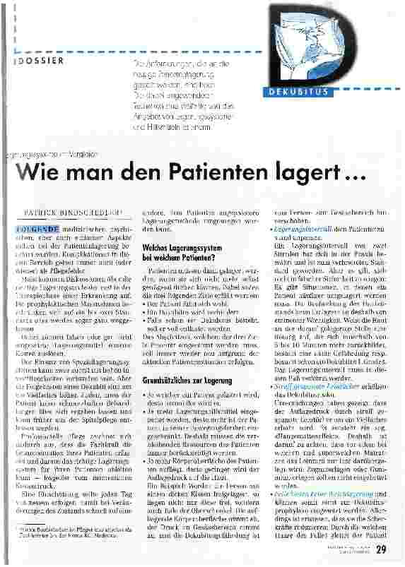 Vorschauseite 1: Wie man den Patienten lagert... Lagerungssysteme im Vergleich