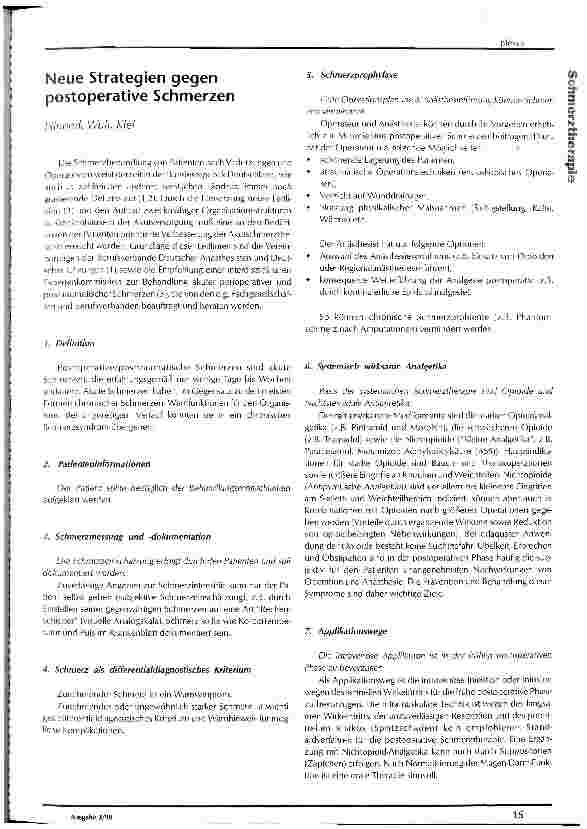 Vorschauseite 1: Neue Strategien gegen postoperative Schmerzen