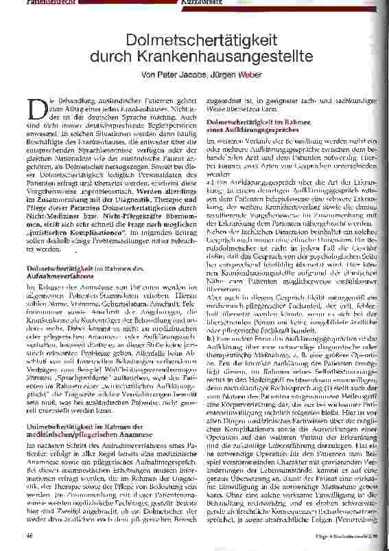Vorschauseite 1: Dolmetschertätigkeit durch Krankenhausangestellte