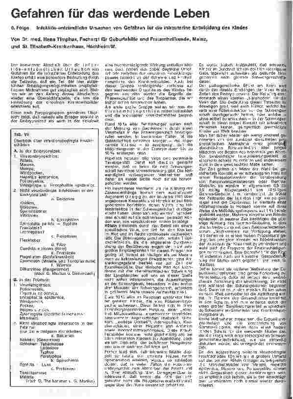 Vorschauseite 1: Gefahren für das werdende Leben 6. Folge: Infektiös-entzündliche Ursachen von Gefahren für die intrauterine Entwicklung des Kindes