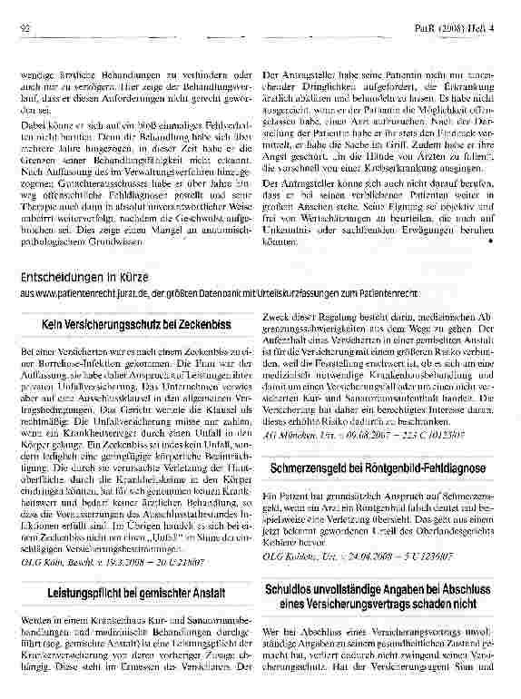 Vorschauseite 2: Heilpraktiker muss bei Krebspatient auf notwendige ärztliche Behandlung hinwirken