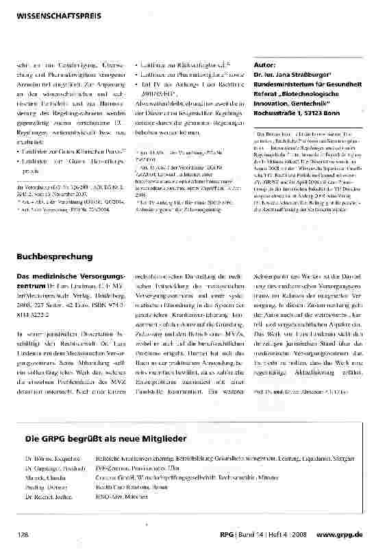 Vorschauseite 6: Rechtliche Probleme der Xenotransplantation Teil 2: Regelungssituation in Deutschland (Zusammenfassung