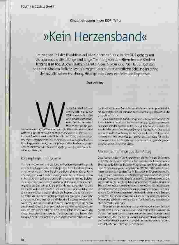 Vorschauseite 1: Kinderbetreuung in der DDR, Teil 2 »Kein Herzensband«
